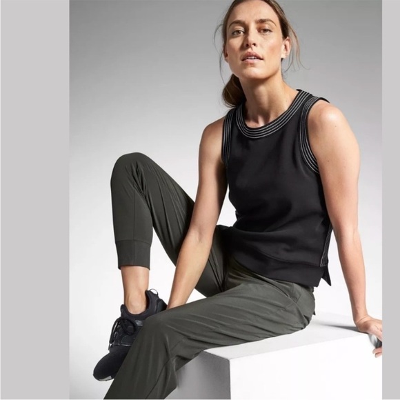 ATHLETA Soho Cropped Jogger Pants in Black Arbor Olive Green Size 4 - Picture 2 of 16